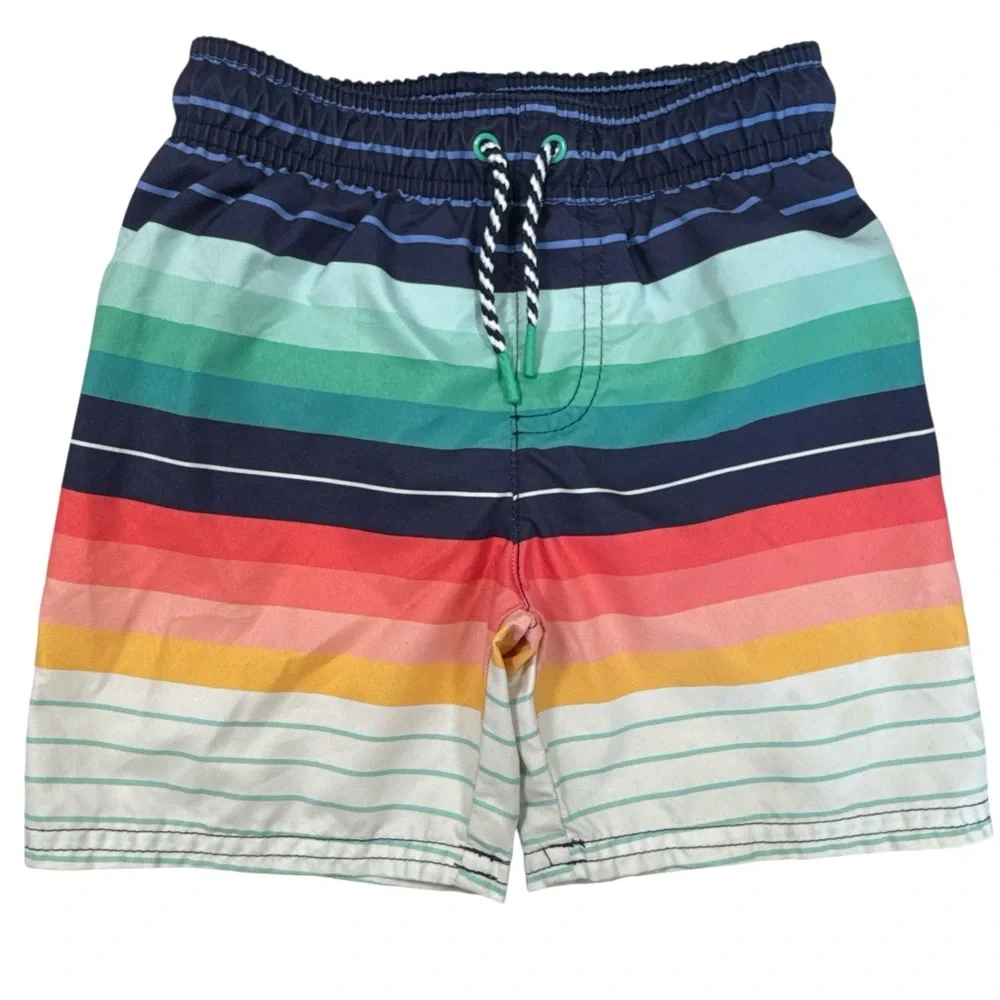 Cat & Jack Rashguard Swim Set XS 4/5 Stripe Swim Trunks Bundle
